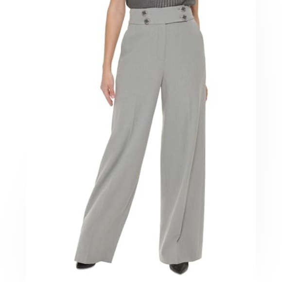 Calvin Klein Gray Plus Size High-Rise Wide-Leg Sailor Pants NWT Size 22W - Picture 2 of 8